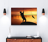 Obraz na stenu Rybár s úlovkom, ryba rybárstvo fishing